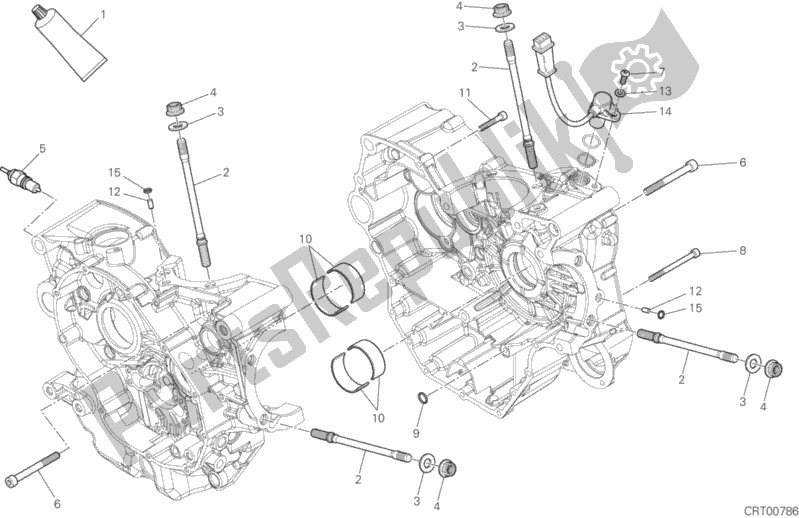 Alle onderdelen voor de 10a - Paar Halve Carters van de Ducati Multistrada 950 USA 2018